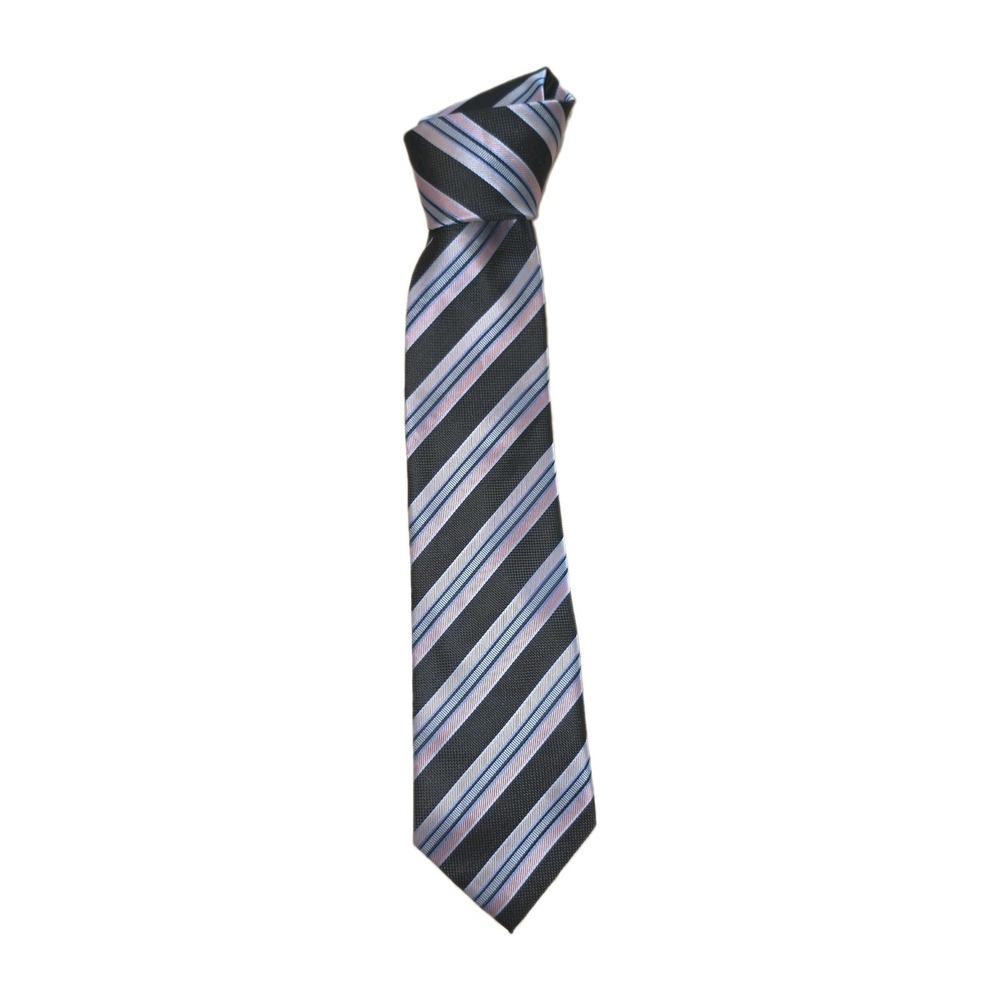Alexander Julian Colours Men's Striped Polyester Tie Blue Yellow Black gold